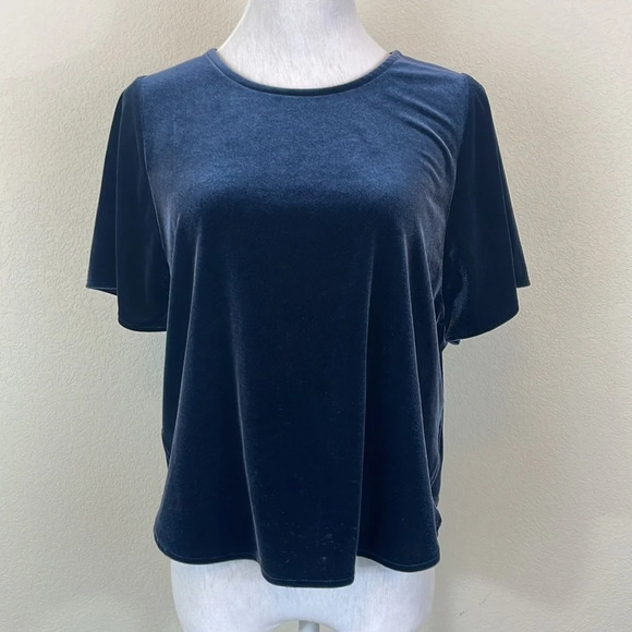 Madewell Tops - Madewell dark blue velvet short sleeve blouse size small